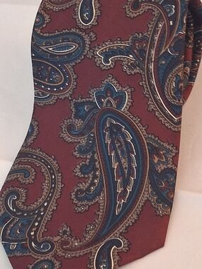 Surrey Men's Silk Paisley Tie in Red & Blue
